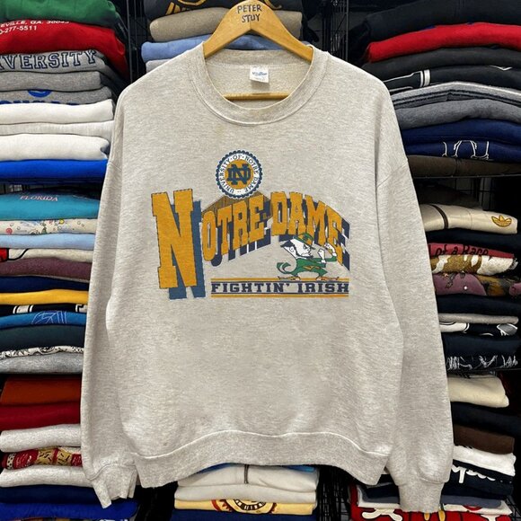 Vintage 90s University of Notre Dame Fighting Irish Sweatshirt, Football Shirt - Picture 1 of 2